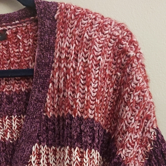 JOSEPH A Chunky Knit Striped V Neck Long Sleeve Button Down Cardigan Sweater - Picture 6 of 11